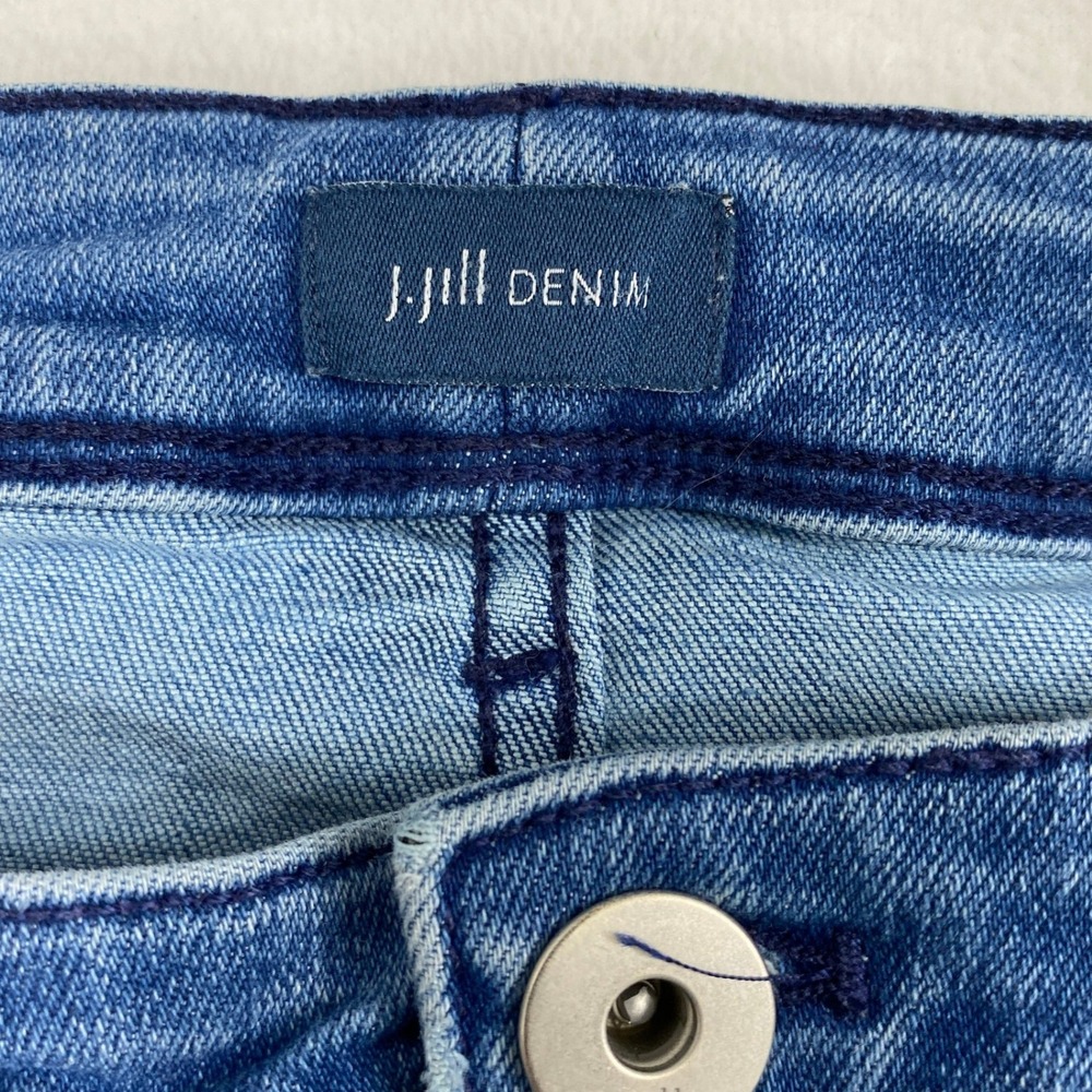 J.Jill‎ Denim High Rise Cropped Jeans Womens 6P Blue Fringe Side Stripe Pockets - Picture 4 of 13